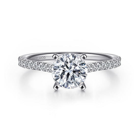 Gabriel - 14K White Gold Round Diamond Engagement Ring