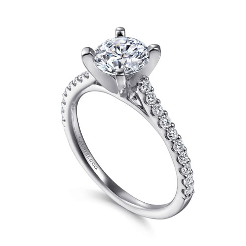 14K White Gold Round Diamond Engagement Ring