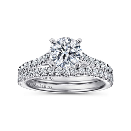 14K White Gold Round Diamond Engagement Ring