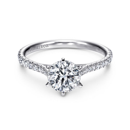 14K White Gold Round Diamond Engagement Ring