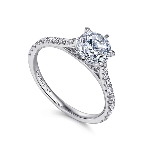 14K White Gold Round Diamond Engagement Ring