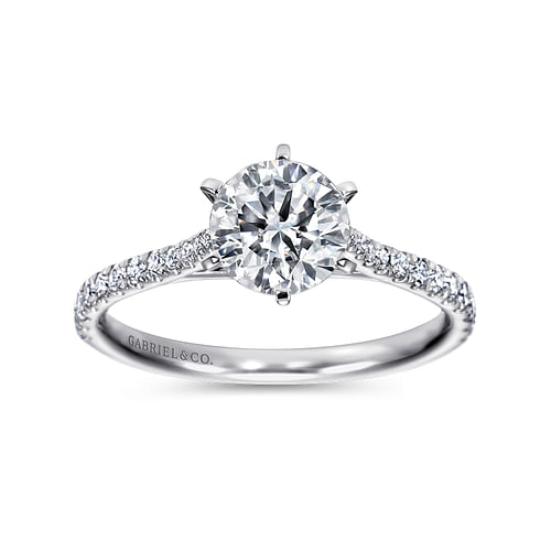 14K White Gold Round Diamond Engagement Ring