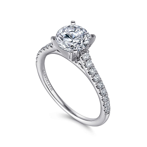 14K White Gold Round Diamond Engagement Ring