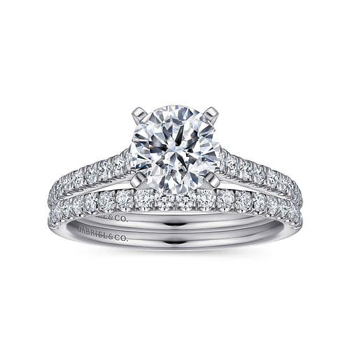 14K White Gold Round Diamond Engagement Ring