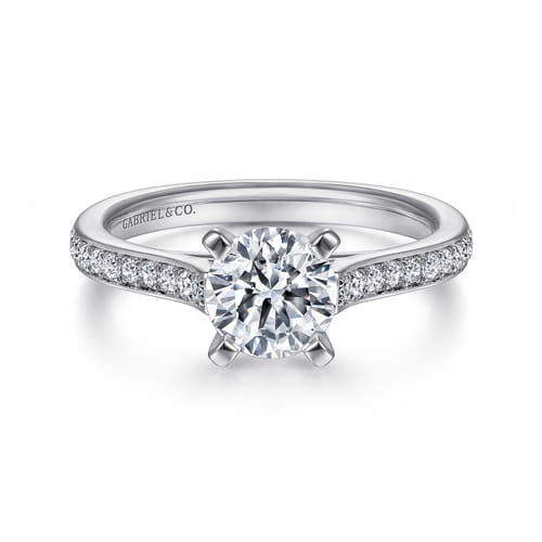 14K White Gold Round Diamond Engagement Ring