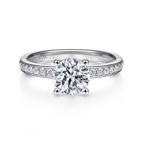 14K White Gold Round Diamond Engagement Ring