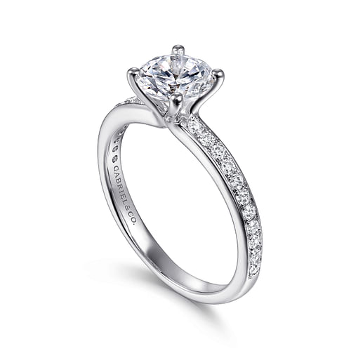 14K White Gold Round Diamond Engagement Ring