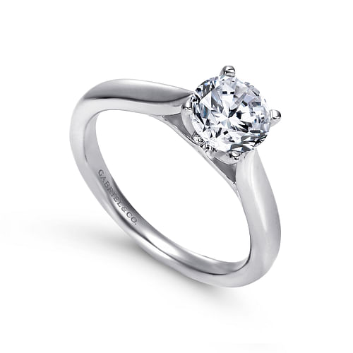 14K White Gold Round Diamond Engagement Ring