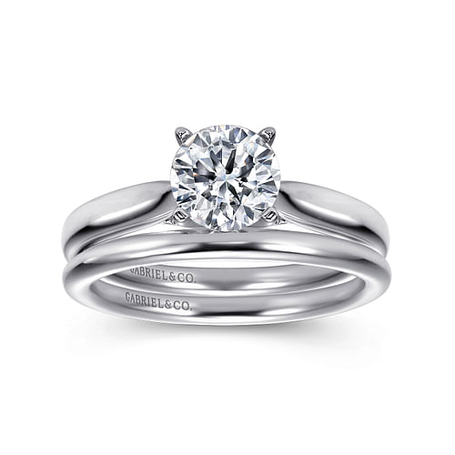 14K White Gold Round Diamond Engagement Ring