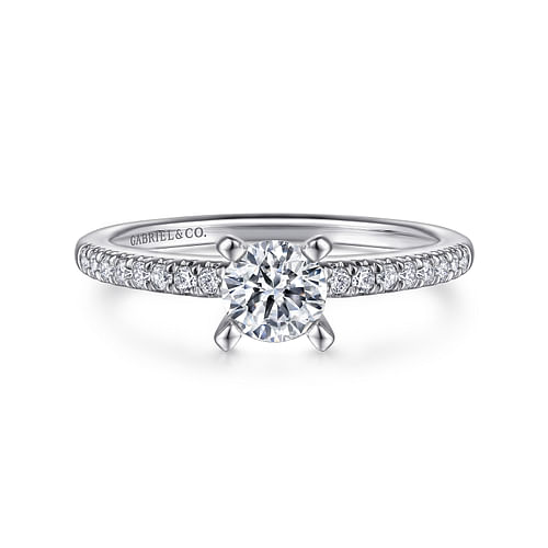 14K White Gold Round Diamond Engagement Ring