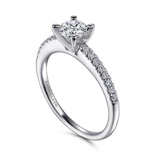 14K White Gold Round Diamond Engagement Ring