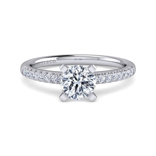 14K White Gold Round Diamond Engagement Ring