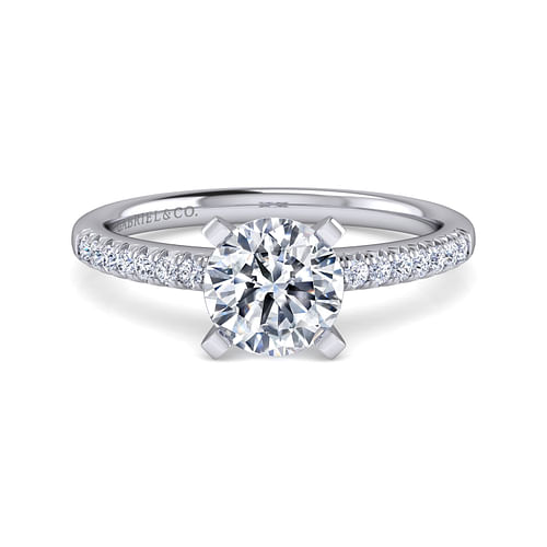 14K White Gold Round Diamond Engagement Ring