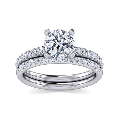 14K White Gold Round Diamond Engagement Ring