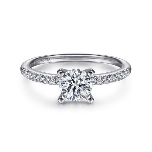 14K White Gold Round Diamond Engagement Ring