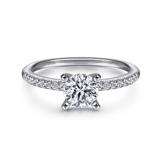 Gabriel - 14K White Gold Round Diamond Engagement Ring