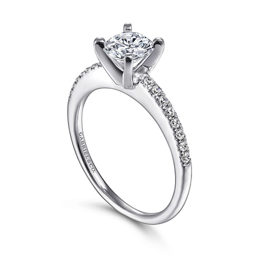 14K White Gold Round Diamond Engagement Ring