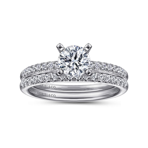 14K White Gold Round Diamond Engagement Ring