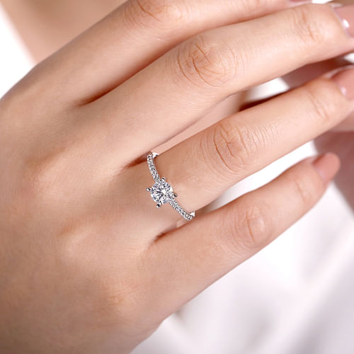 14K White Gold Round Diamond Engagement Ring