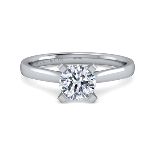 14K White Gold Round Diamond Engagement Ring