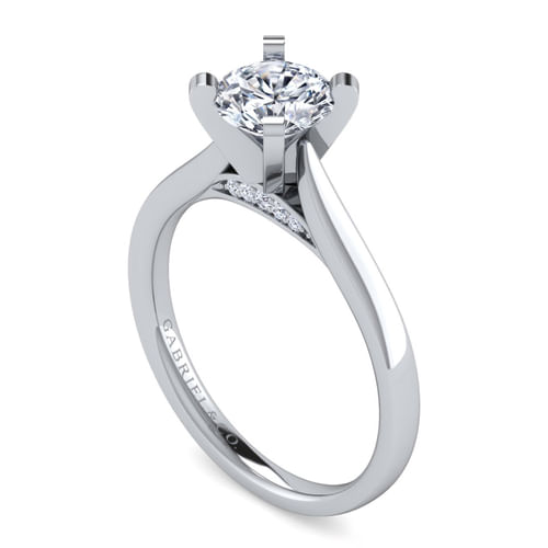14K White Gold Round Diamond Engagement Ring