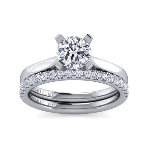 14K White Gold Round Diamond Engagement Ring