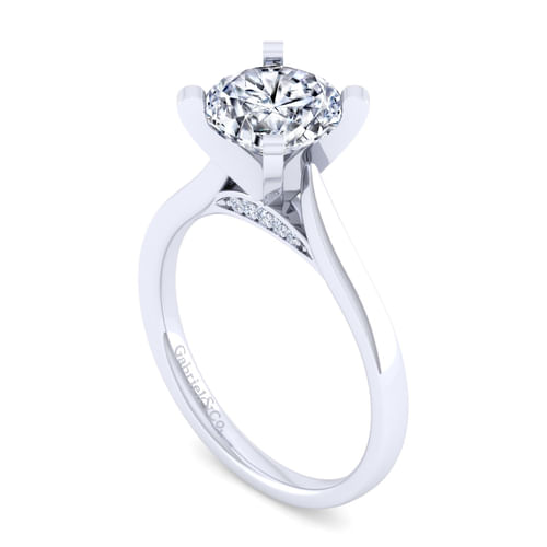 14K White Gold Round Diamond Engagement Ring