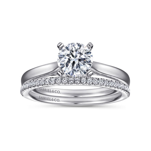 14K White Gold Round Diamond Engagement Ring