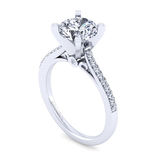 14K White Gold Round Diamond Engagement Ring