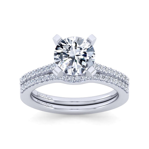 14K White Gold Round Diamond Engagement Ring