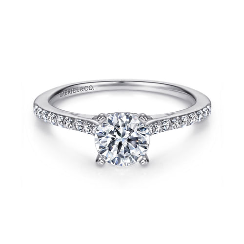 14K White Gold Round Diamond Engagement Ring