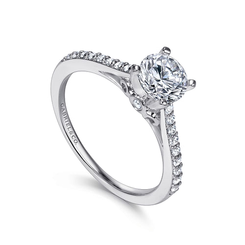 14K White Gold Round Diamond Engagement Ring