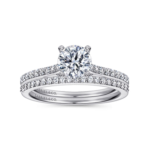 14K White Gold Round Diamond Engagement Ring