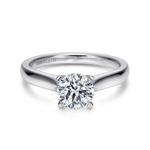 14K White Gold Round Diamond Engagement Ring