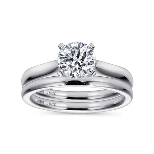 14K White Gold Round Diamond Engagement Ring