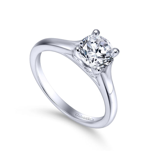 14K White Gold Round Diamond Engagement Ring