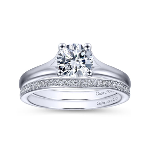 14K White Gold Round Diamond Engagement Ring