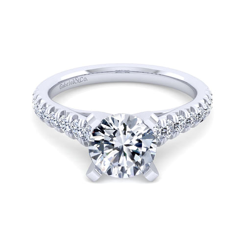 14K White Gold Round Diamond Engagement Ring