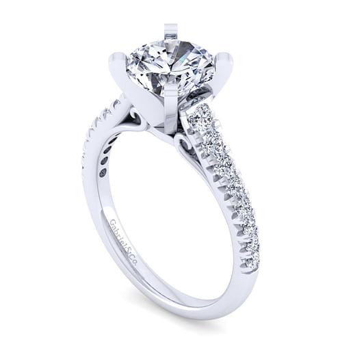 14K White Gold Round Diamond Engagement Ring