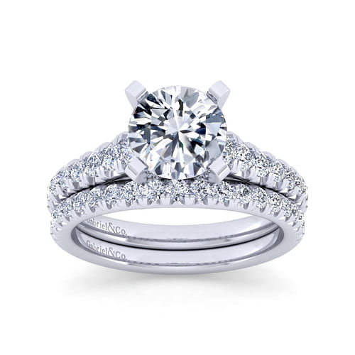 14K White Gold Round Diamond Engagement Ring