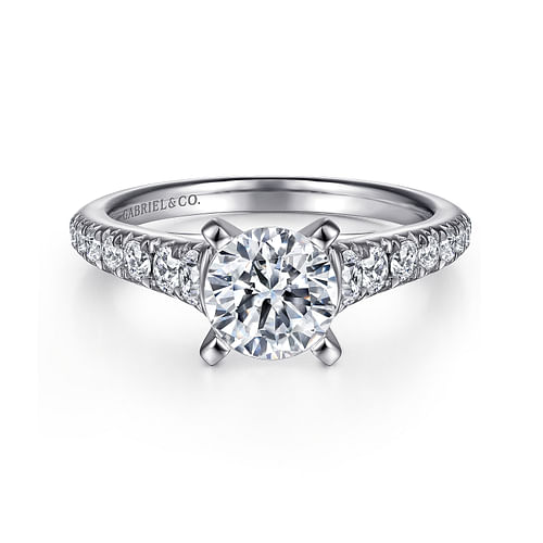 14K White Gold Round Diamond Engagement Ring