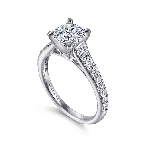 14K White Gold Round Diamond Engagement Ring