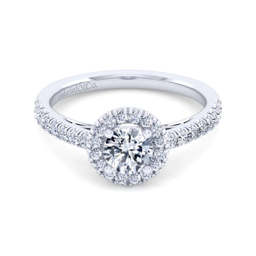 14K White Gold Round Diamond Engagement Ring