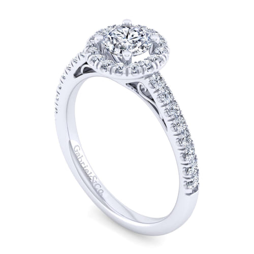 14K White Gold Round Diamond Engagement Ring