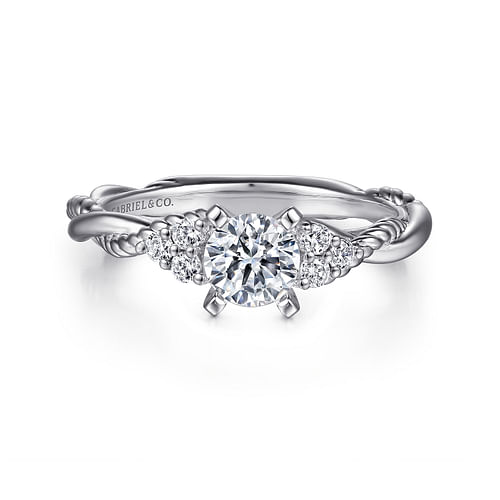 14K White Gold Round Diamond Engagement Ring