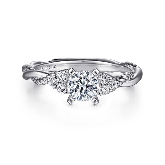 Gabriel - 14K White Gold Round Diamond Engagement Ring