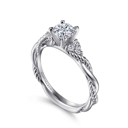 14K White Gold Round Diamond Engagement Ring