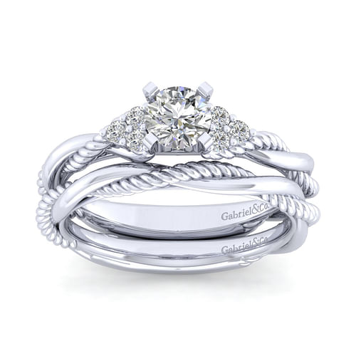 14K White Gold Round Diamond Engagement Ring