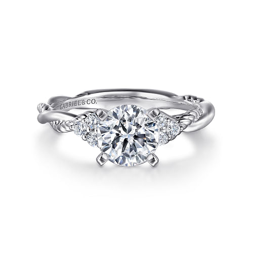 14K White Gold Round Diamond Engagement Ring