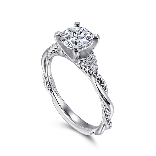 14K White Gold Round Diamond Engagement Ring